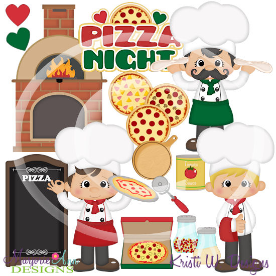 Pizza Time Boys Light Skin SVG Cutting Files +Clipart - Click Image to Close